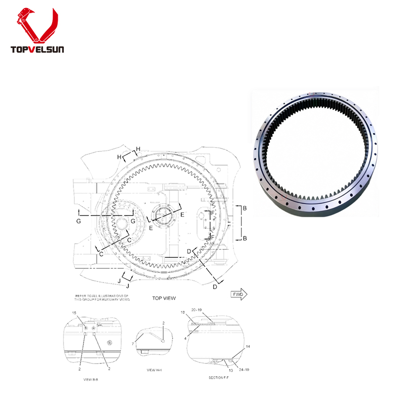 Internal gear teeth mesh of 227-6089 swing bearing assembly