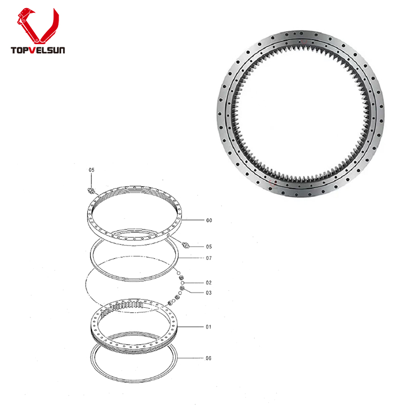 Hitachi Dash-5 excavator upper structure slewing ring replacement