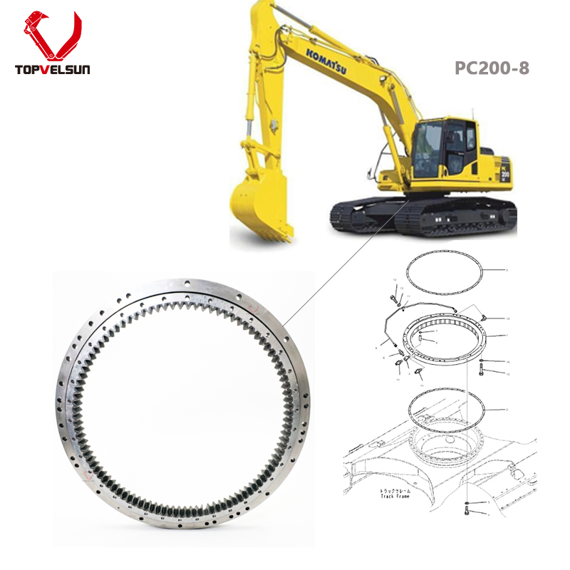 Komatsu PC220-8 upper structure rotational bearing replacement