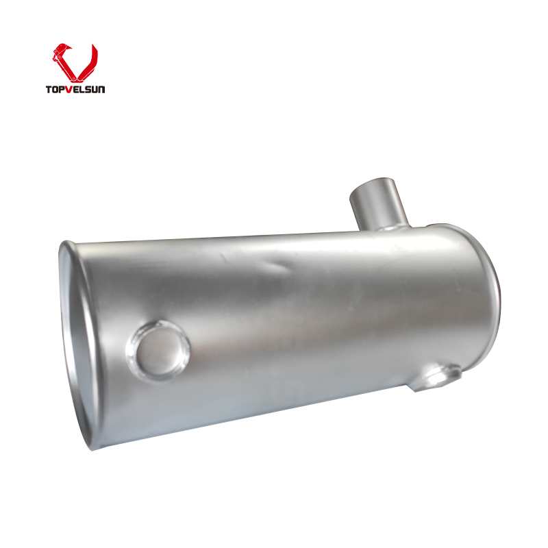 John Deere 135D excavator muffler 4653633 square canister detail