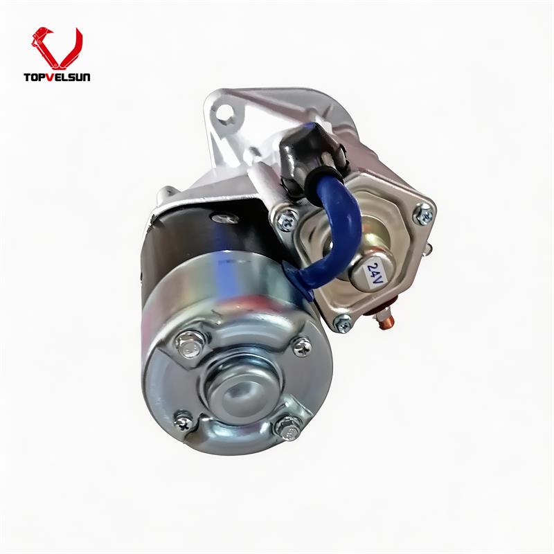 24V 10T Komatsu starter motor mounting and pinion detail